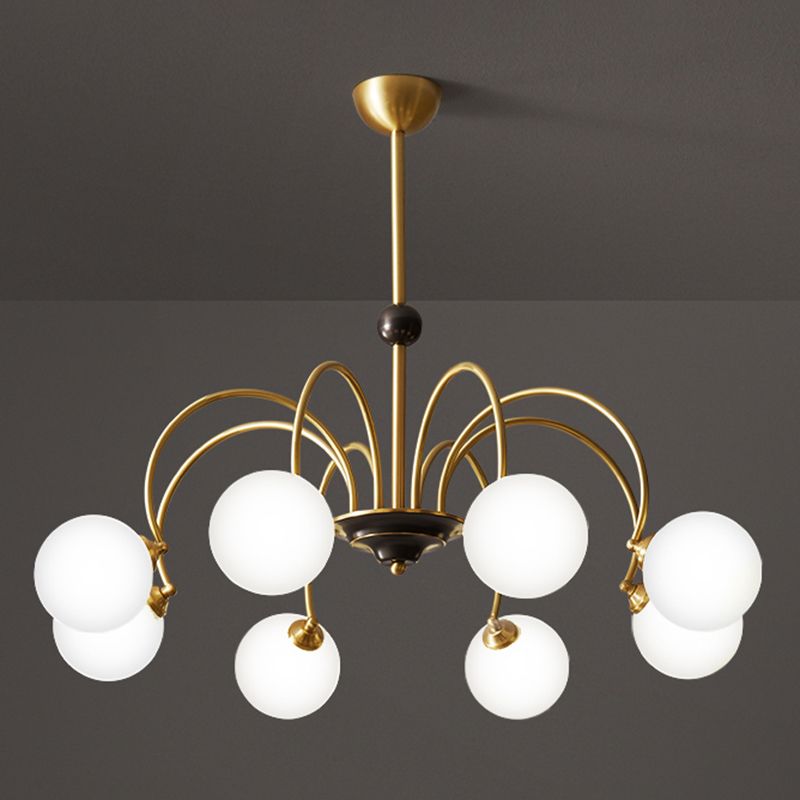 Glass Bronze Chandelier in Modern Luxury Style Copper Globe Hanging Lamp for Interior Spaces