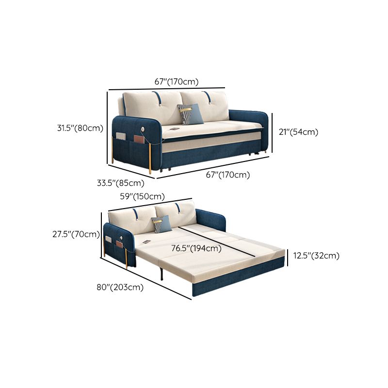 Glam Convertible Sofas Flared Arms Pillow Back Sofa Bed with Storage