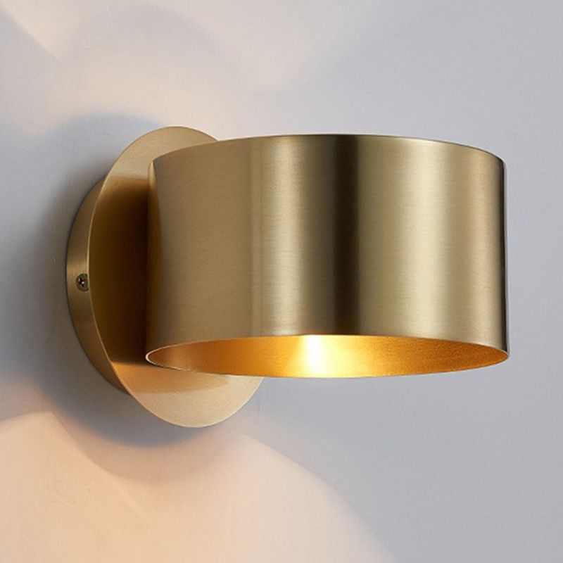 Modern Wall Sconce Drum Copper Sconce Light Fixture for Bedroom