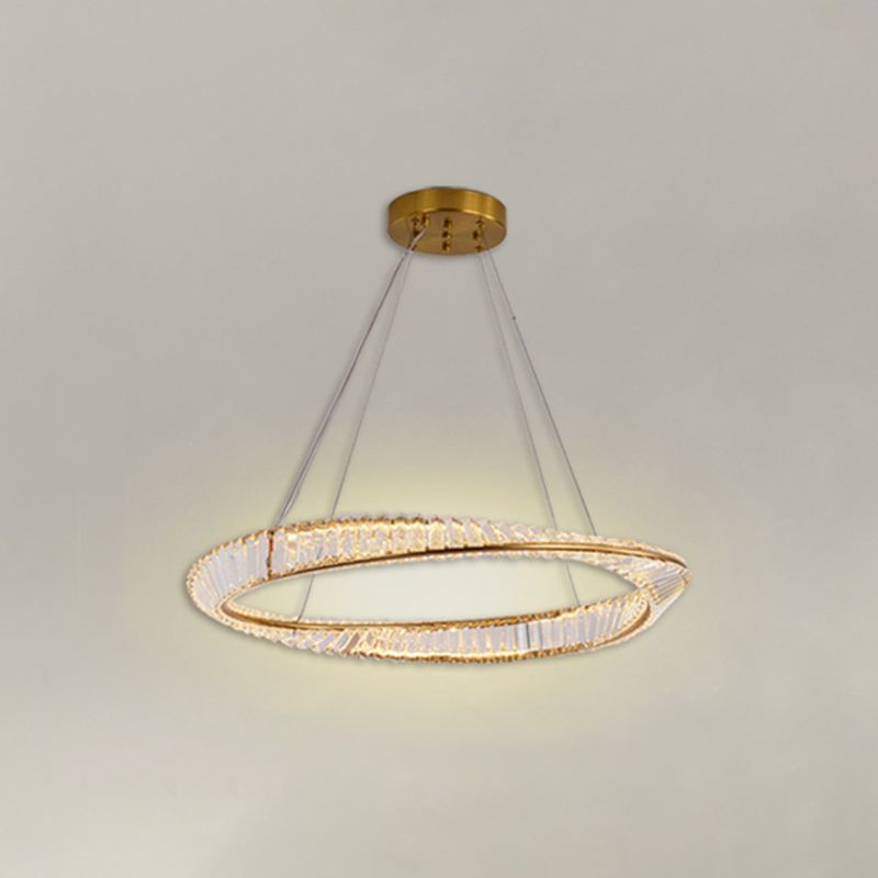 Kristall runde Form hängende Deckenleuchte moderne 1 leichte Anhängerbeleuchtung in Gold