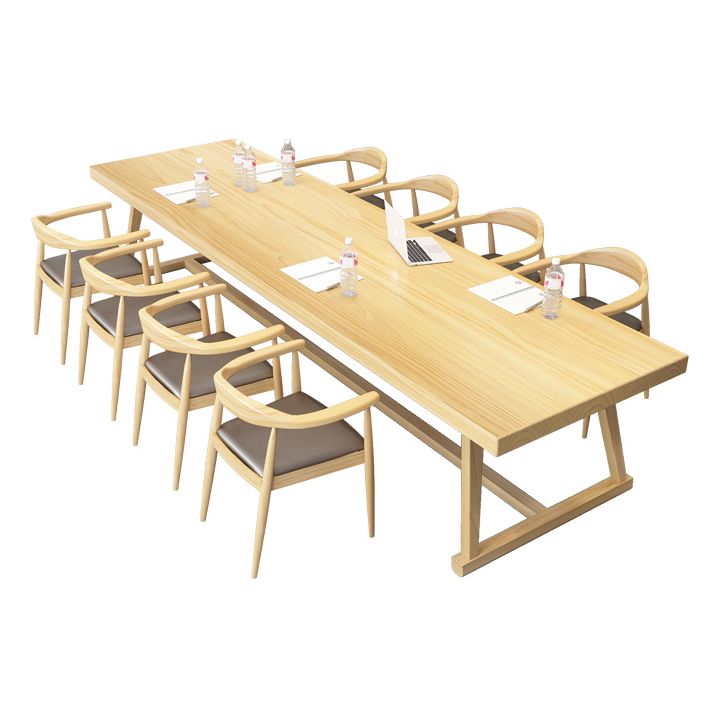 Rectangle Trestle Dinner Table Solid Wood Dining Room Collection for Home