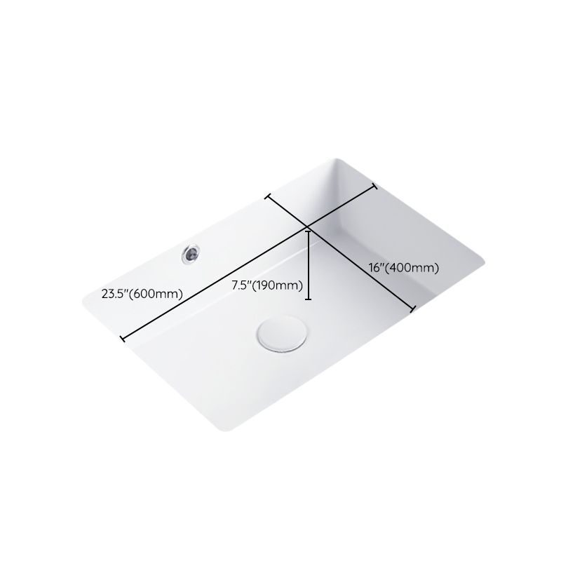 Traditional Undermount Bathroom Sink Porcelain Rectangular with Basin Basin Sink Only