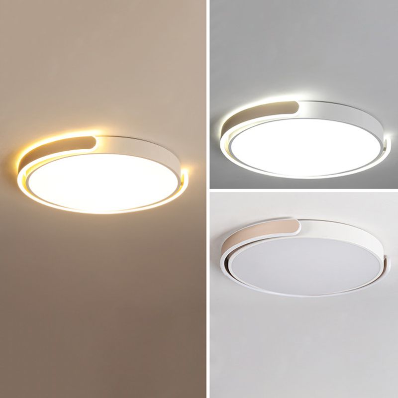 Modernism Metal Ceiling Light White/Black Flush Mount Lighting for Foyer