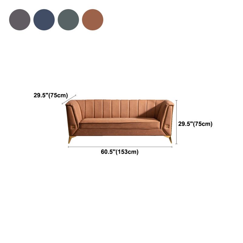 Faux Leather Modern Tuxedo Arm Sofa Standard Sofa with Sewn Pillow Back