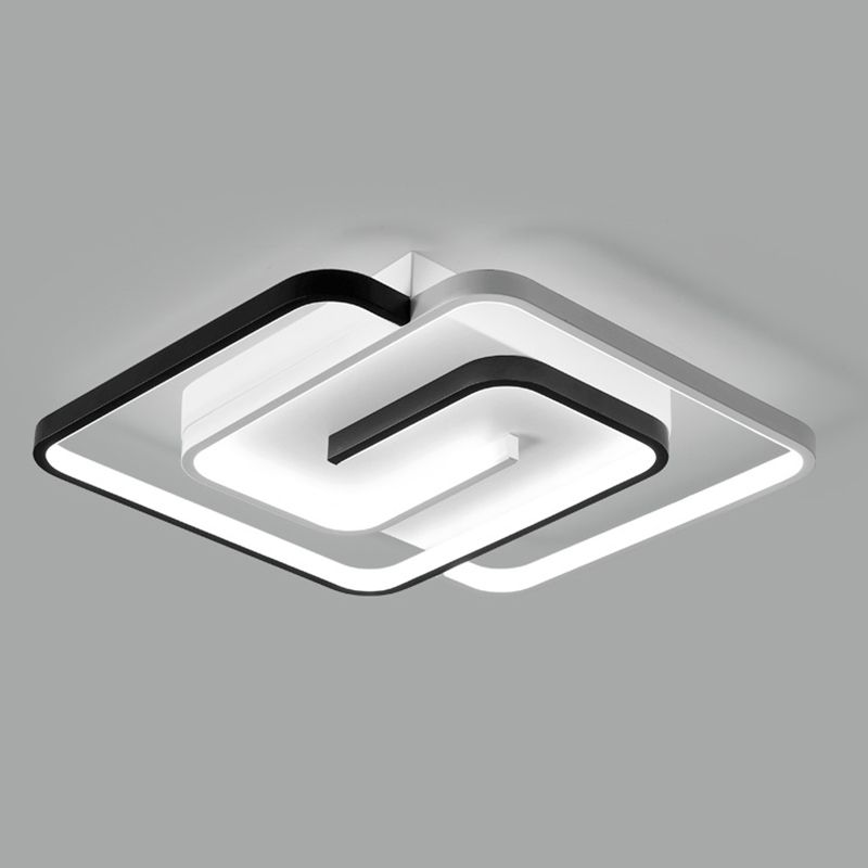 Modern Simple Linear Ceiling Lamp Aluminium 3-Light Flush Mount for Bedroom