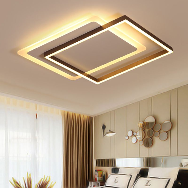 16.5"/20.5"/24.5" Wide Rectangular Flush Lamp Modern Acrylic LED Coffee Flush Mount Lighting Fixture in Warm/White Light