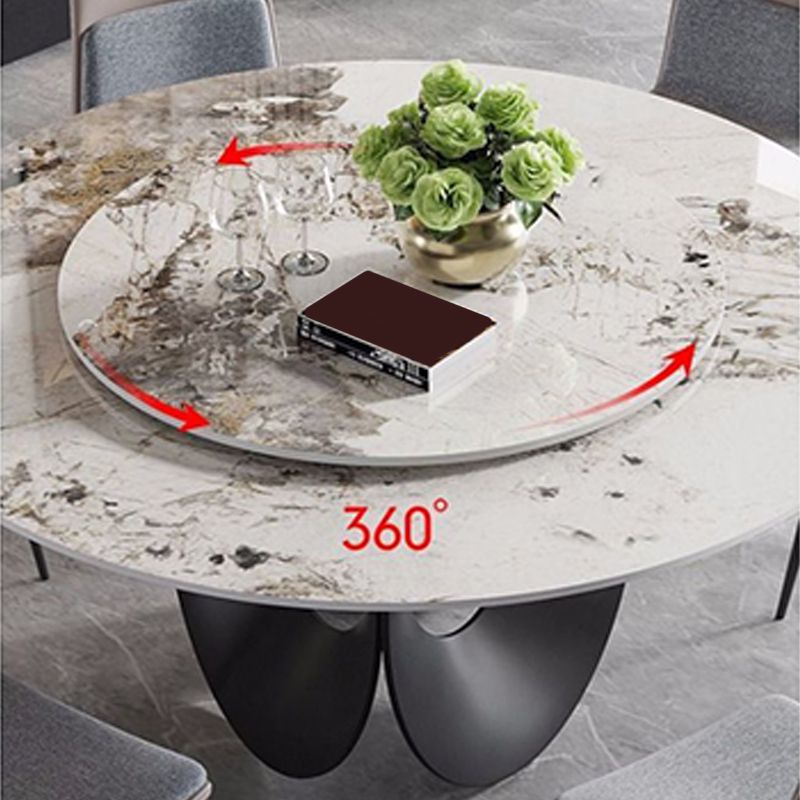 Contemporary Round Dining Table Steel Pedestal Base Table for Dining Room