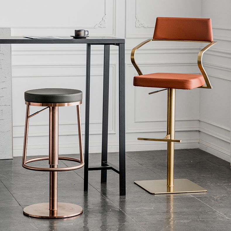 Glam Faux Leather Barstool Liftable Counter Bar Stool for Kitchen