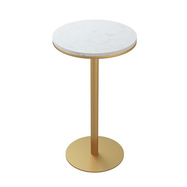 1/5 Pieces Glam Round Bar Table Set Bistro Set with White Faux Marble Top