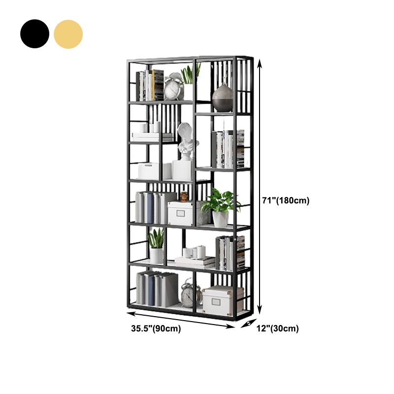 Contemporary 70.87" H Metal Shelf Open Bookcase for Living Room