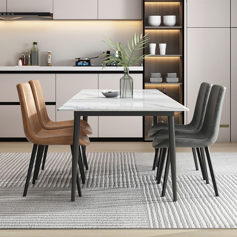 Industrial Rectangle Dining Site Table Stone Top Extendable Trestle Dining Table