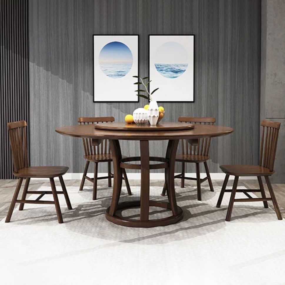 Round Traditional Standard Wood Dining Room Set of Rectangle Shape for Kitchen Table Set