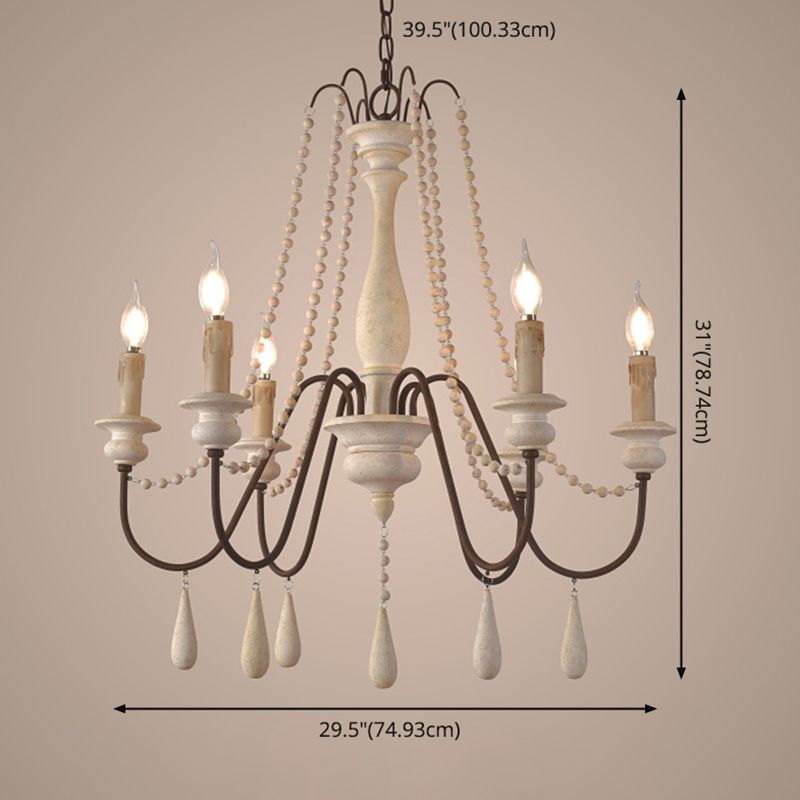 Traditioneller rustikaler Stil aus Holzleuchten mit Multi-Lights Candlestick Design Lighting Fixture mit Schwanenhalsrostarm