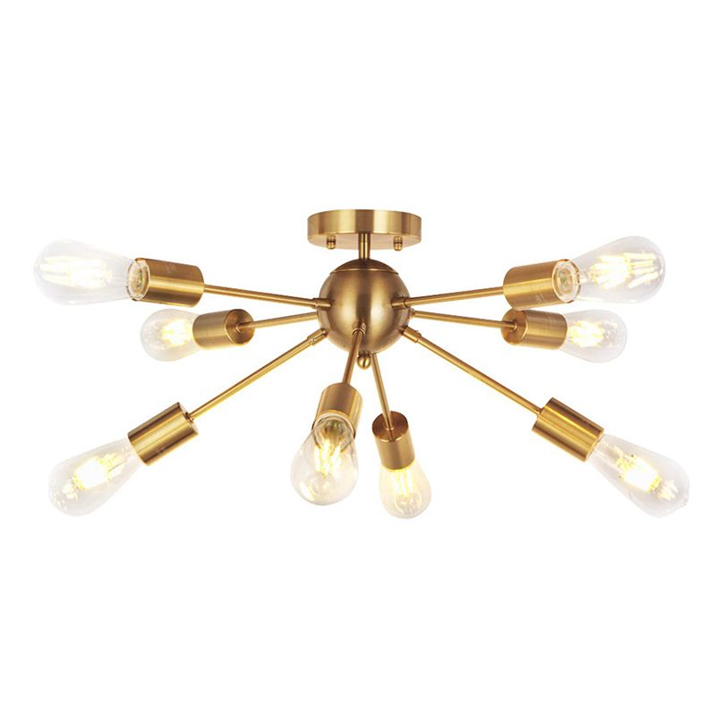 8 Light Ceiling Lighting Retro Iron Sputnik Design Semi Flush Mount Lighting for Living Room