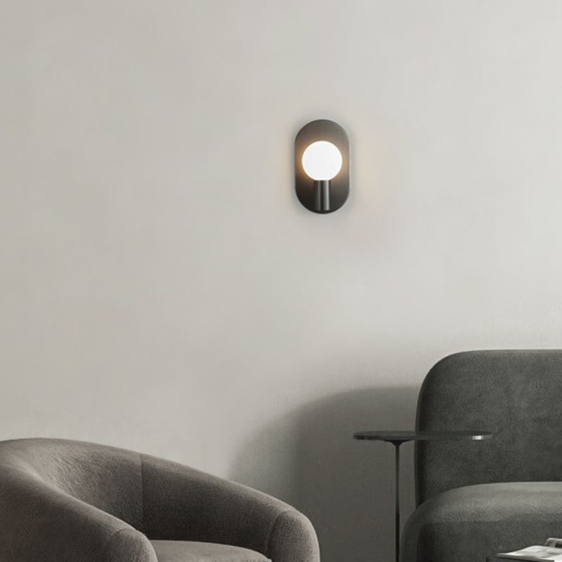 Modern Copper Wall Mount Lamp 1-Light Spherical with Glass Shade for Bedroom