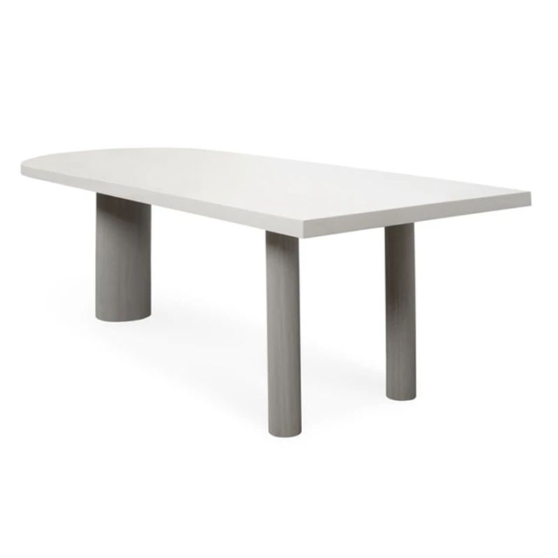 Free Form Modern Dining Table White Tone Fixed Table with 3 Legs for Dining Room