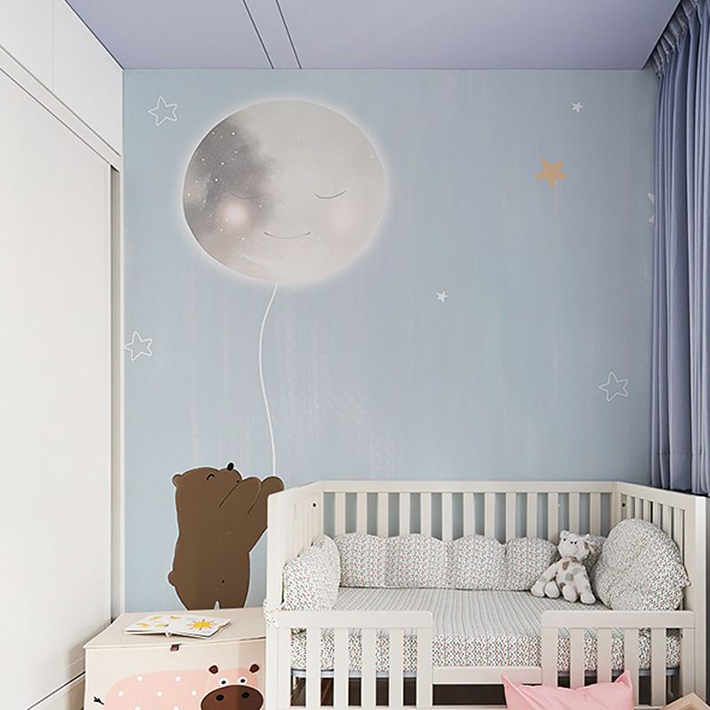 Cute Bear Wall Covering for Boy's Bedroom Cartoon Star Mural Wallpaper, Personalized Size Available