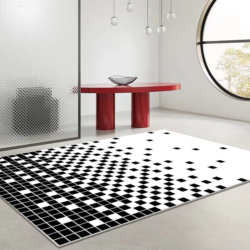 White Modern Rug Polyester Circle Area Rug Washable Indoor Rug for Living Room