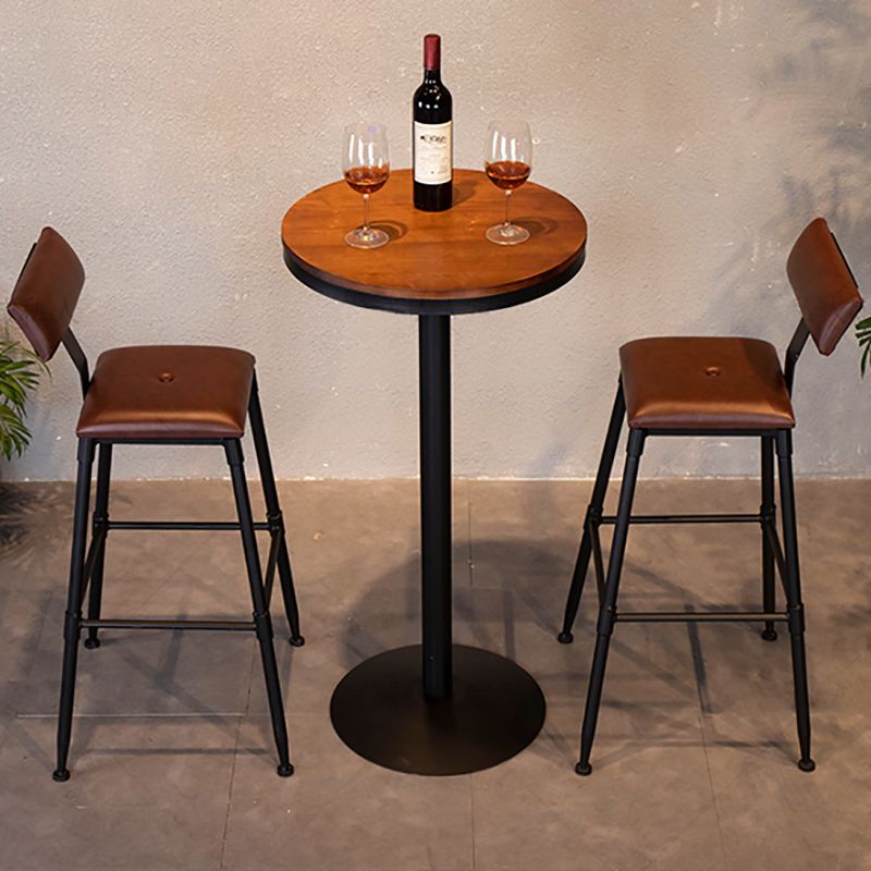 Tableau de bar en fer noir industriel 21.6 "W Table bistro en bois brun à haut brun pour café