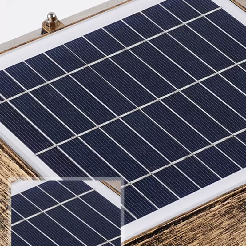 Rectangle Shape Metal Solar Pillar Lamp Modern Style 1 Light Waterproof Outdoor Light