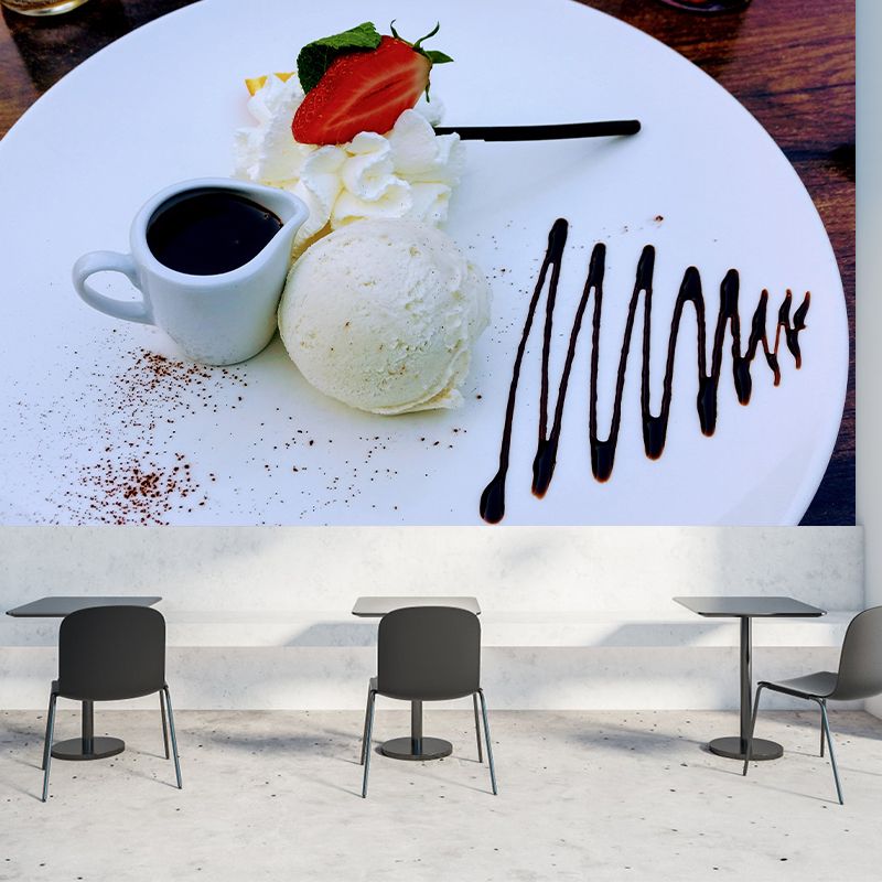 Contemporary Ice Cream Dessert Mural Wall Covering for Dessert Shop