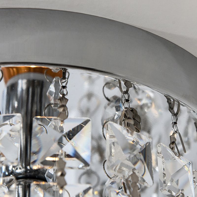 Ronde woonkamer inbouwkristal 1-licht eigentijds plafondgemonteerd licht in zilver