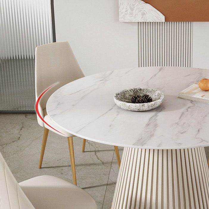 Glam 1/5 Pieces Dining Set Round Stone Dining Table for Kitchen Dining Room