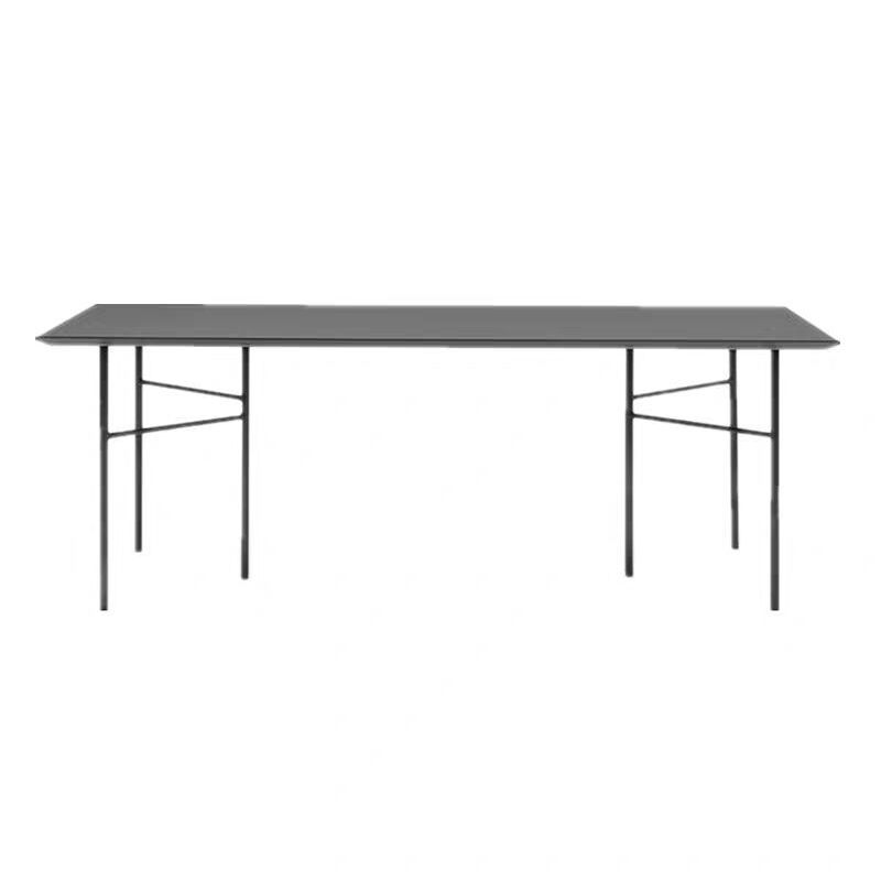 Industrial Style Dining Table Rectangle Solid Wood Black Dining Table with 4 Legs