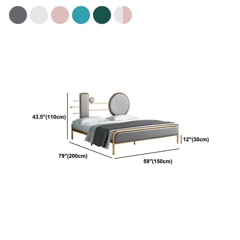 Metal Velvet Open-Frame Bed with Headboard and Metal Legs Bed