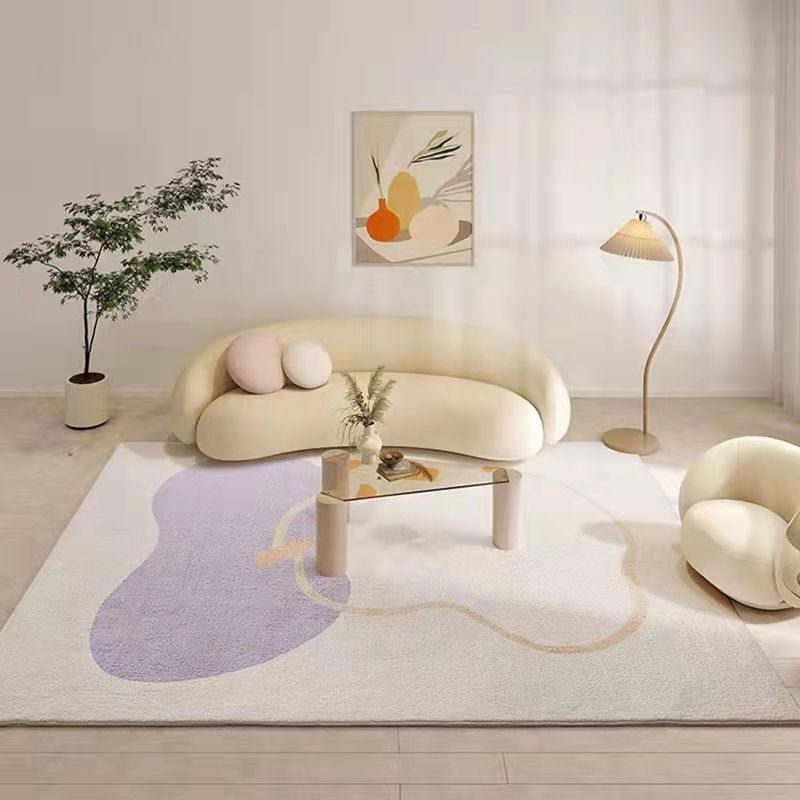 Casual Light Brown Rug Polyester Color Lump Rug Stain Resistant Rug for Living Room