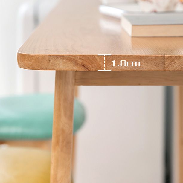 Contemporary Rectangle Bar Table Solid Wood Bar Dining Table with Footrest