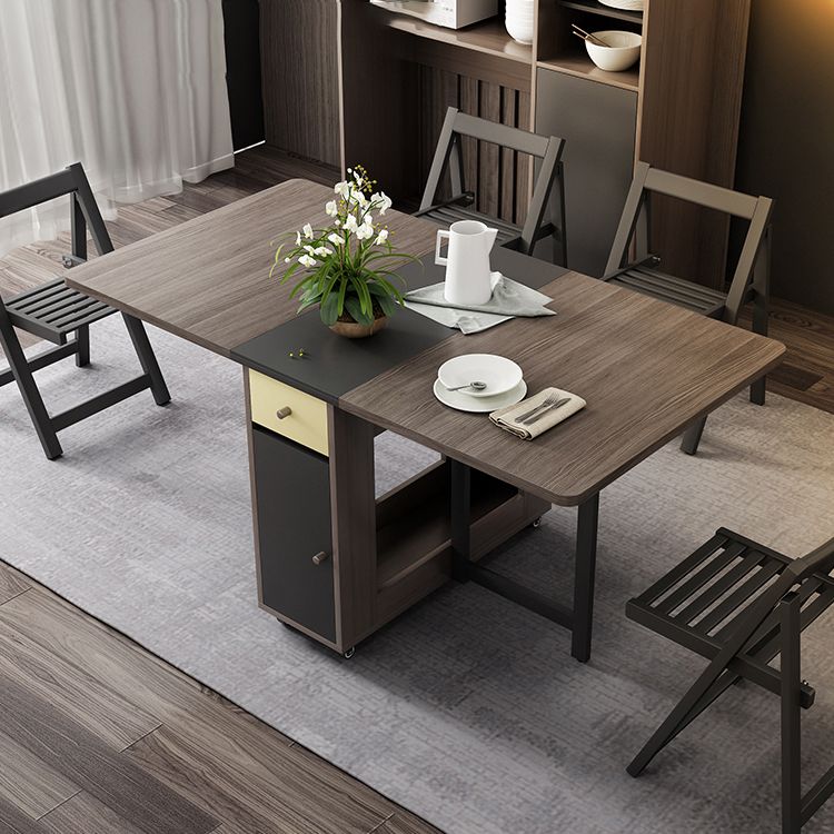 Rectangle Mid-Century Modern Dining Table Wood Base Table for Dining Room