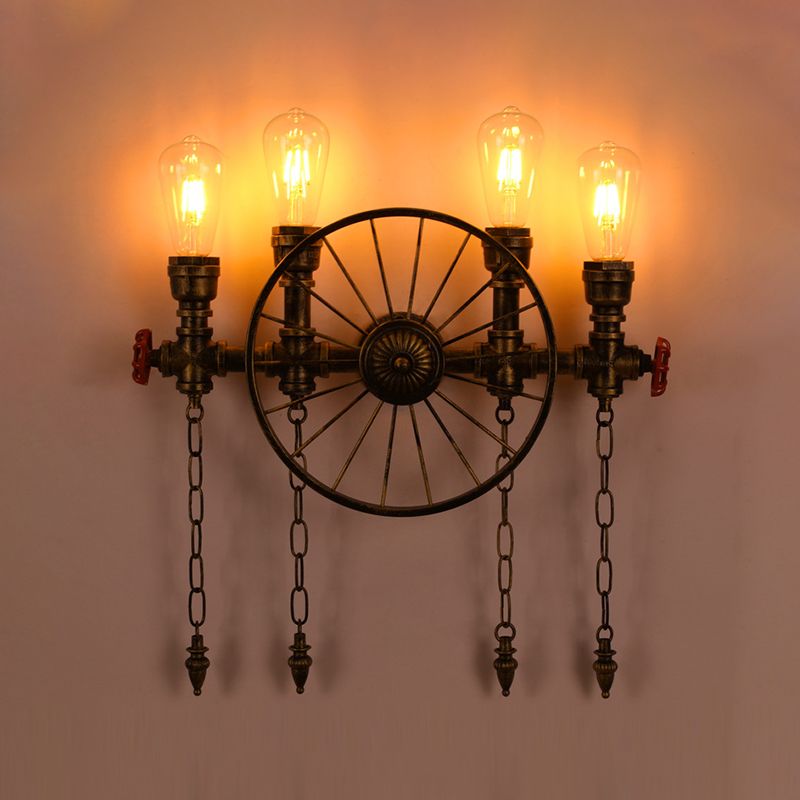 Industrial Metall Wandleuchte Wasserrohr Multi -Licht Wandleuchte für Café