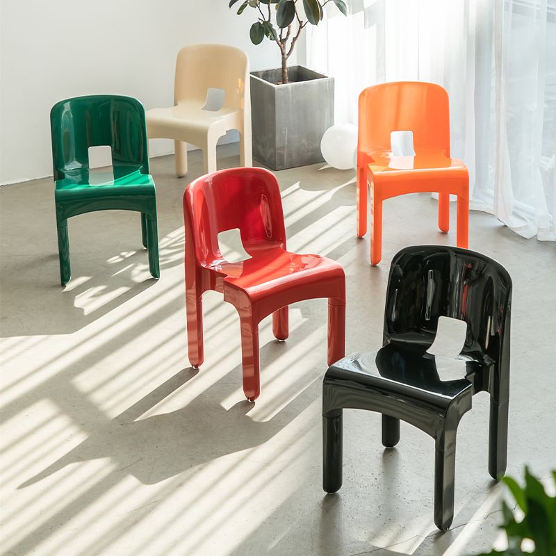 Plastic Dining Chairs Nordic Style Open Back Dining Chair for Dining Room