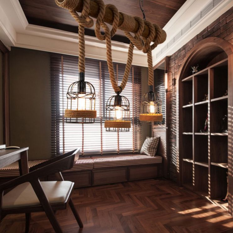 Industrial Style Island Pendant Metal Island Light Fixtures for Living Room