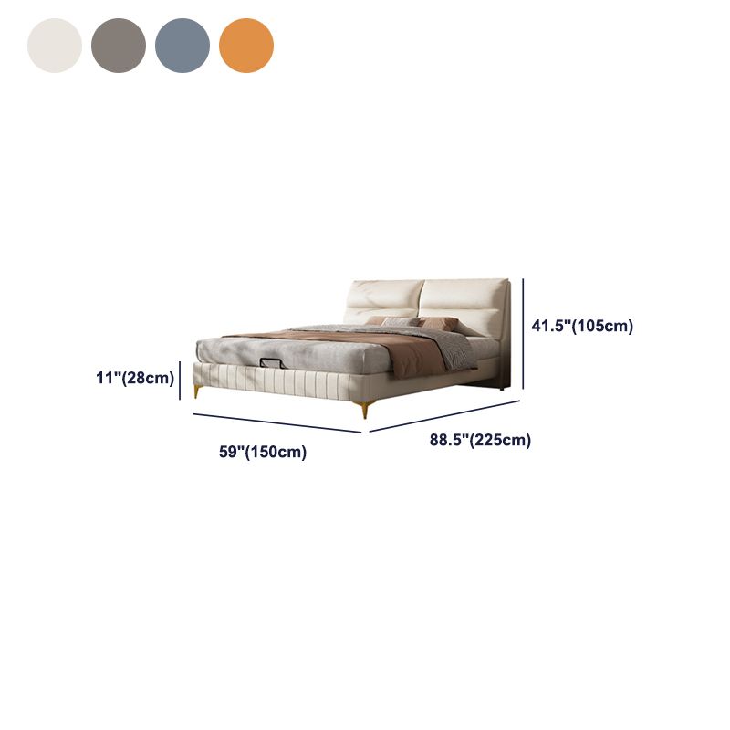 Modern Upholstered Headboard Rectangular Panel Solid Wood Bed Frame