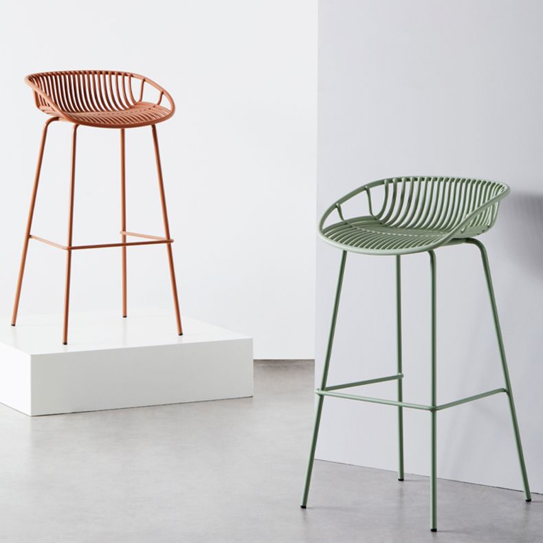 Modern Armless Backrest Counter Stool Iron Cashier Bar Stool with Seat and Pedal