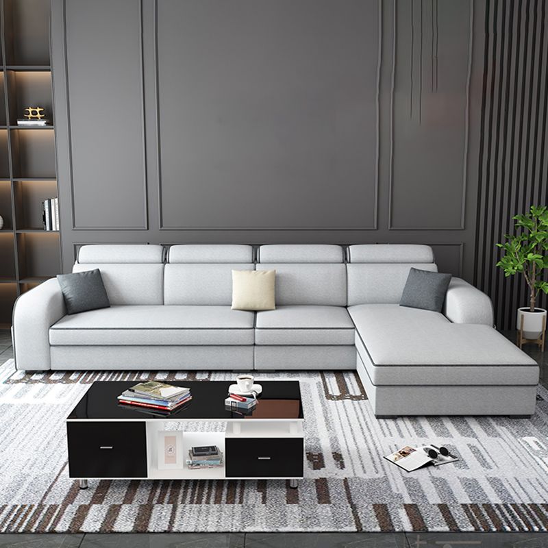 Square Arm Sectional Sofa with Storage Adjustable Sectionalfor 4 People