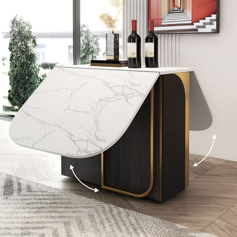 Modern 1/2/3/4/5 Pieces Rectangle Dining Table Set with Stone Top Foldable Dinette Set