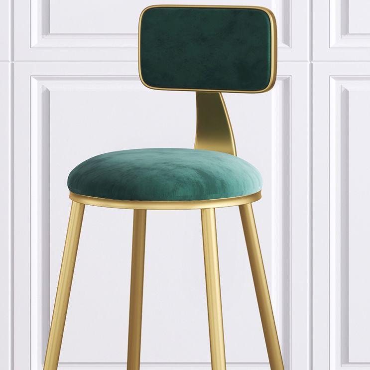 Nordic Armless Backrest Counter Stool Iron Dining Room Bar Stool with Velvet Cushion