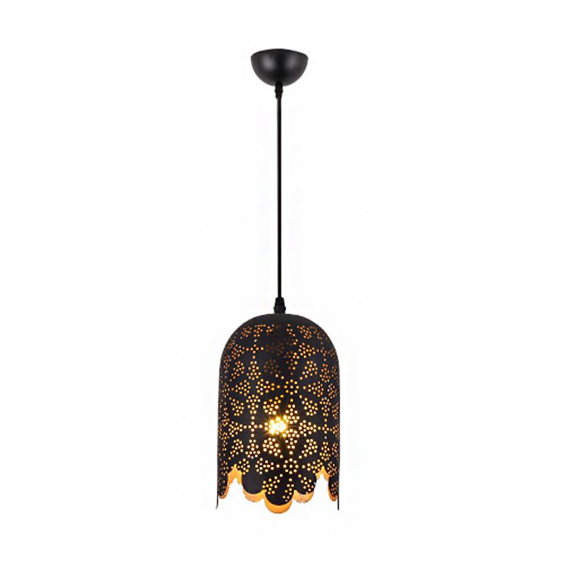 Metallic Black Deckenleuchte Zylinder/Oval 1 Kopflager gemustertes Anhängerlampe für Restaurant