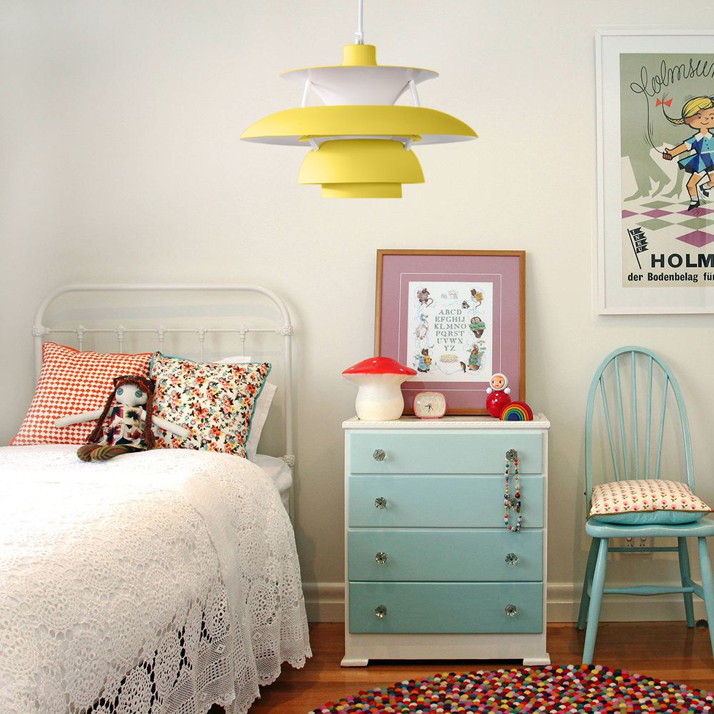 3 Layers Pendant Light with Flared Shade Macaron Style Aluminum 1 Light Black/Gray Hanging Lamp, 12"/16" Wide