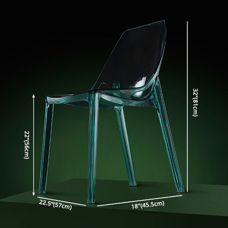 Glam Style Plastic Kitchen Dining Room Chair Set Solid Back Side Chairs