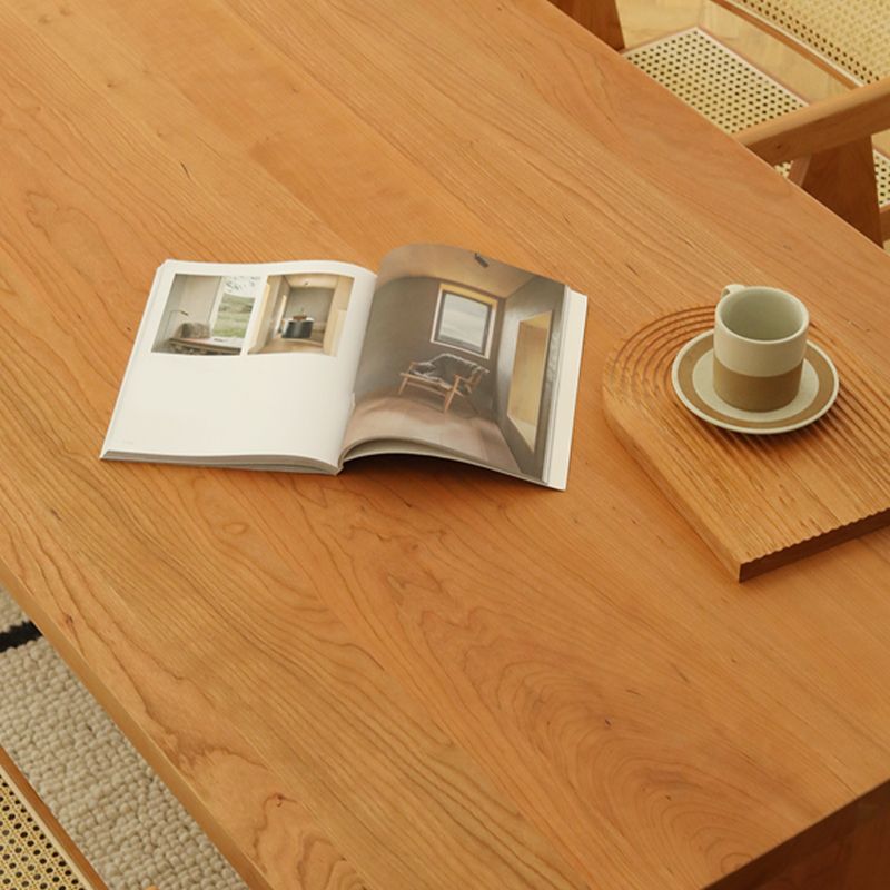 Modern Pine Wood Dining Table with Double Pedestal Base Table for Dining Room
