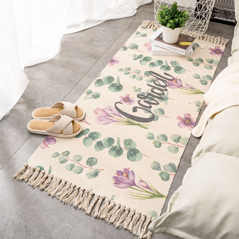 Tapis rétro multi-couleurs relaxant Machine de tapis à motifs de coton Machine intérieure lavable avec gland pour décor