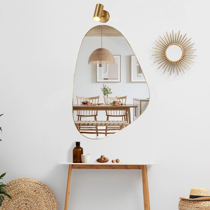 Modern Metal Wall Sconce Cylinder Shape Vanity Lamp with Copper Shade for Bathroom