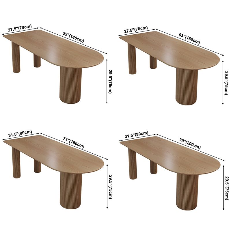 Mesa de forma de comedor de madera maciza de estilo simple para el hogar con base de pedestal doble