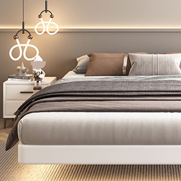 Contemporary Platform Bed Wood and Upholstered Platform Bed Frame with Metal Legs