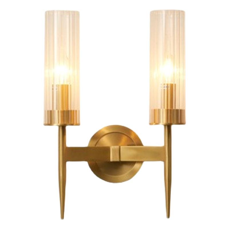 Gold Cylindrical Wall Lamp in Modern Luxury Style Copper Wall Light with Pure Glass Shade