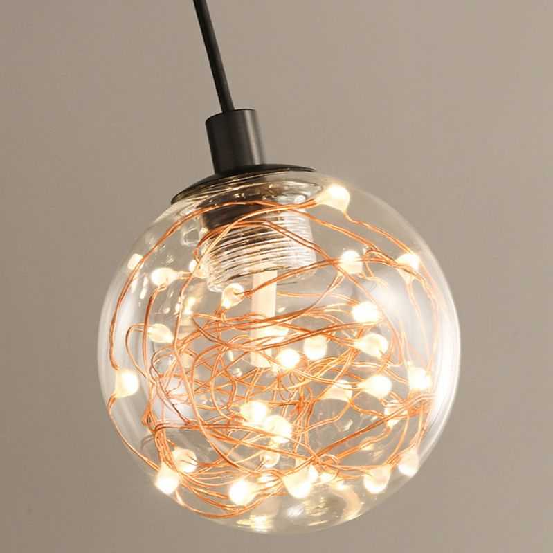 Modern Style Spherical Shape Wall Sconce Glass 2 Light Wall Lighting for Living Room